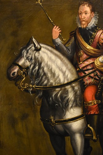 Antiquités - Portrait équestre de Charles Emmanuel Duc de Savoie, Jan Kraeck (1540 - 1607)