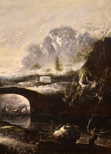 Paysage d'hiver fantastique avec pont et tour, Hans De Jode (la 1630 - 1663) - Louis XIV