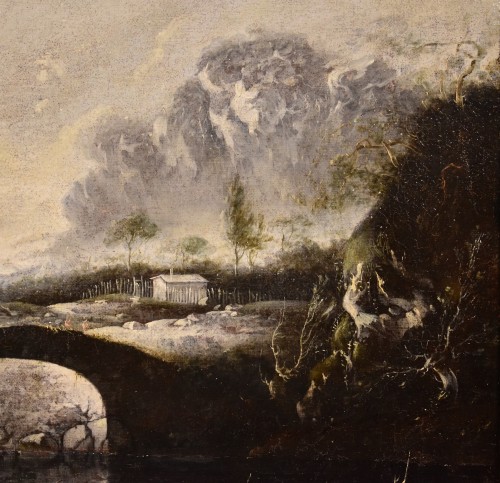 Louis XIV - Paysage d'hiver fantastique avec pont et tour, Hans De Jode (la 1630 - 1663)