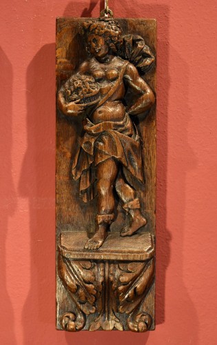 Sculpture Sculpture en Bois - Paire de panneaux en bas-relief  allégorie du printemps et de l'automne, Flandres XVIIe Siècle