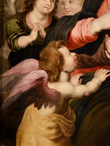 Antiquités - Vierge à l'Enfant Avec Trois Anges, Hendrick Van Balen (Anvers 1575-1632) Atelier De