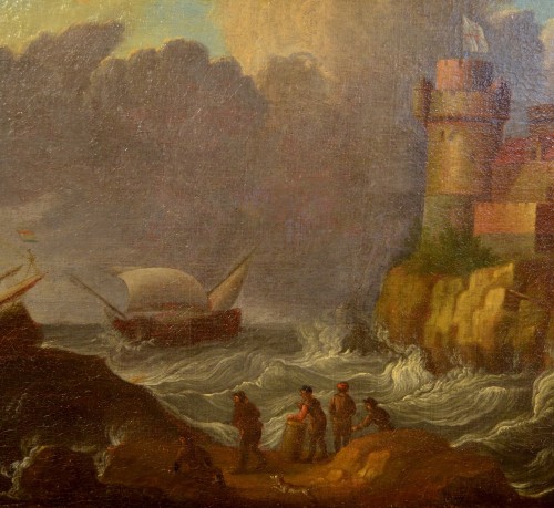 Louis XIV - Pair Of Coastal Landscapes, Italy 17th century