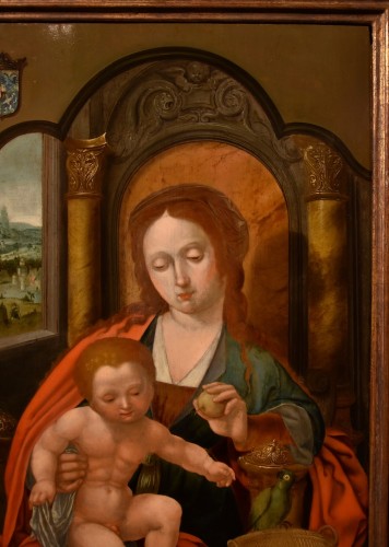 Vierge intronisée à l'enfant, Anvers XVIe siècle - Antichità Castelbarco