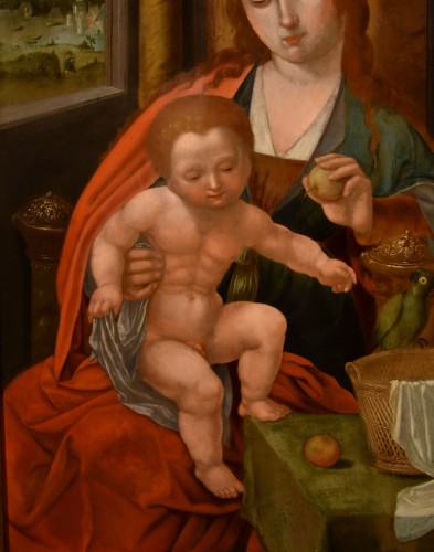 Antiquités - Vierge intronisée à l'enfant, Anvers XVIe siècle