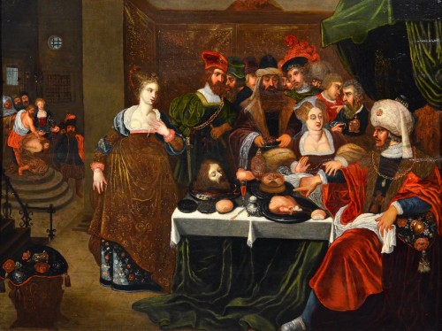 Herod&#039;s banquet - Gaspar van den Hoecke (Antwerp, 1585 - 1648) - Paintings & Drawings Style Louis XIII