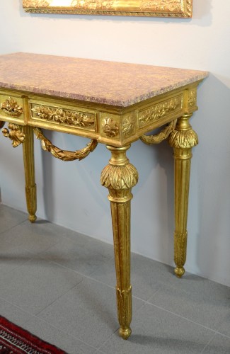 Console Louis XVI en bois doré, Gênes vers 1785 - Mobilier Style Louis XVI