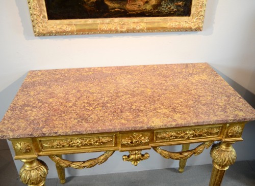 Mobilier Console - Console Louis XVI en bois doré, Gênes vers 1785