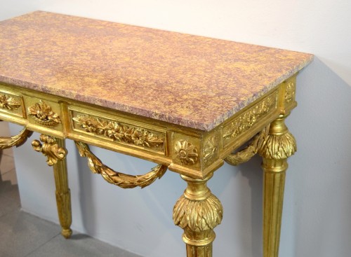 Console Louis XVI en bois doré, Gênes vers 1785 - Antichità Castelbarco