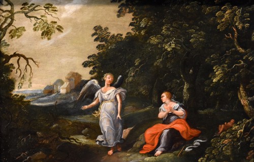 L'ange apparaît à Agar et Ismaël, école flamande du XVIIe siècle - Tableaux et dessins Style Louis XIII