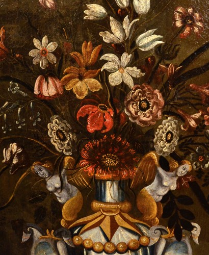 Antiquités - Fleurs dans un vase classique, Maître du vase aux grotesque (actif à Rome et à Naples dans le premier quart du XVIIe siècle