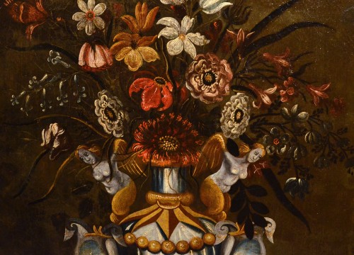 Antiquités - Fleurs dans un vase classique, Maître du vase aux grotesque (actif à Rome et à Naples dans le premier quart du XVIIe siècle