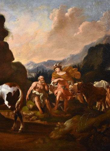 XVIIe siècle - Johann Heinrich Roos (1631 -1685)) - Paysage avec le mythe de Mercure et Batto