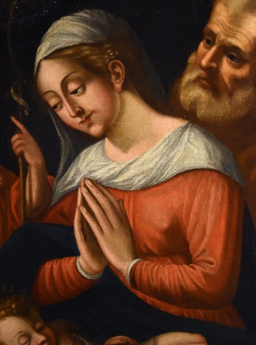 La Sainte Famille avec saint Jean-Baptiste , cercle de Battista Ramenghi (1521 - 1601) - Antichità Castelbarco