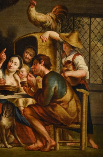 XVIIIe siècle - Le satyre et le paysan, École flamande du 18e siècle