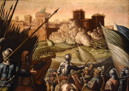Antiquités - Antonio Tempesta (1555 - 1630), Scène de bataille avec château à l'arrière-plan