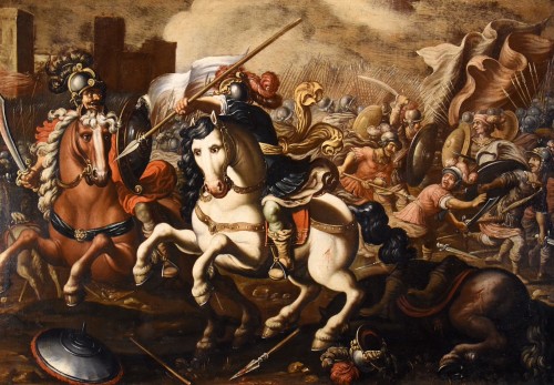 Antonio Tempesta (1555 - 1630), Scène de combat entre chevaliers - Tableaux et dessins Style Louis XIII