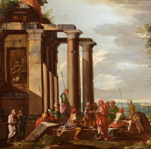 Tableaux et dessins Tableaux XVIIe siècle - Capriccio architectural avec ruines, Giovanni Ghisolfi (1623 - 1683)