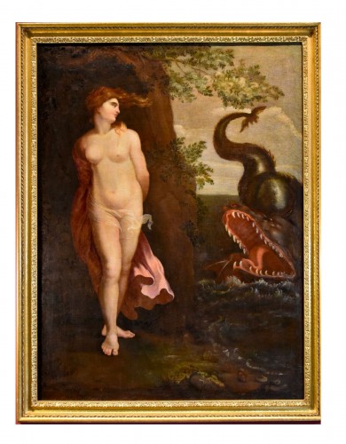 Andromeda And The Monster, Painter Active In Rome 16/17th Century