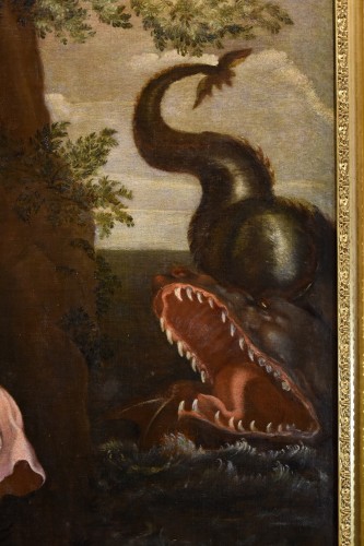 Andromède et le monstre, Peintre Romain XVIe - XVIIe Siècle - Antichità Castelbarco