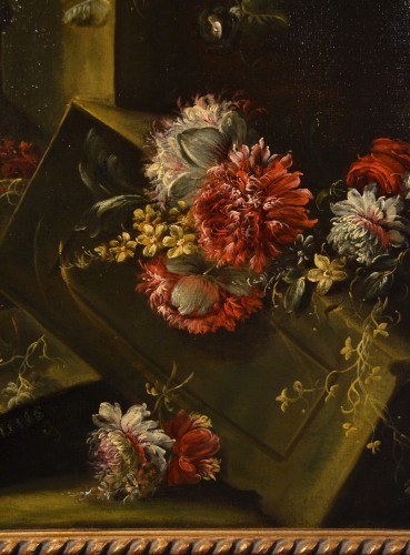 Pieter Casteels III (1684 - 1749), Nature morte florale - Antichità Castelbarco