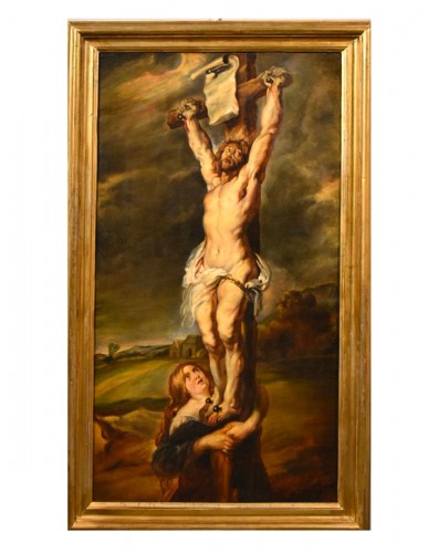 Christ crucifié avec Sainte Marie-Madeleine, Flandres 17e siècle