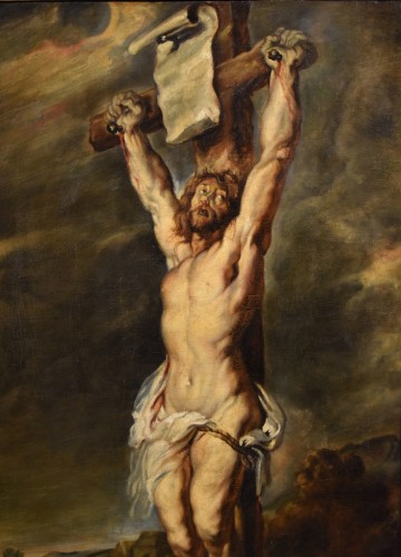 Paintings & Drawings  - Christ Crucified With Mary Magdalene, Flanders 17th century
