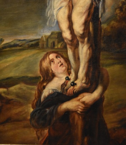 XVIIe siècle - Christ crucifié avec Sainte Marie-Madeleine, Flandres 17e siècle