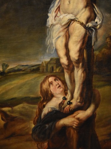Christ crucifié avec Sainte Marie-Madeleine, Flandres 17e siècle - Louis XIII