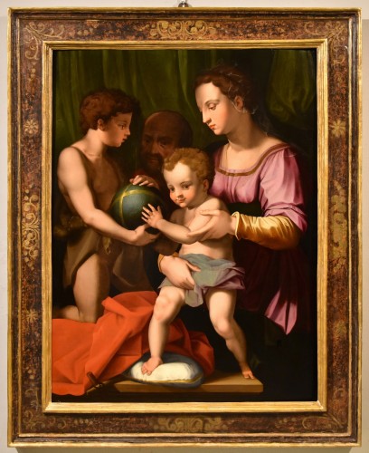 Sainte Famille Avec San Giovannino, Agnolo Bronzino (1503 -1572) - Tableaux et dessins Style Louis XIII