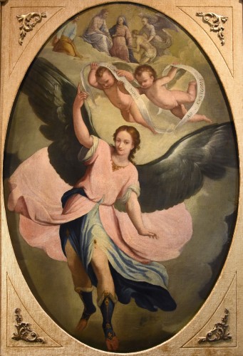L'ange gardien en gloire, éccole italienne du 17e siècle - Tableaux et dessins Style Louis XIV