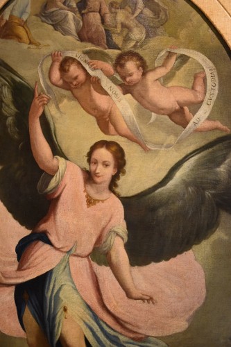 XVIIe siècle - L'ange gardien en gloire, éccole italienne du 17e siècle