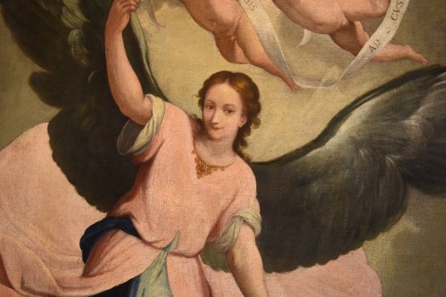 L'ange gardien en gloire, éccole italienne du 17e siècle - Louis XIV