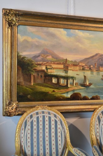 Paintings & Drawings  - 19th Century Italian Vedutist Painter, View From Riva Del Garda