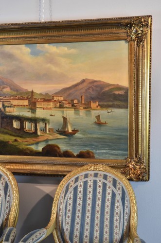 Peintre Védutiste Italien du XIXe siècle, Vue de Riva del Garda - Antichità Castelbarco
