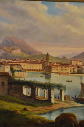 Peintre Védutiste Italien du XIXe siècle, Vue de Riva del Garda - Napoléon III