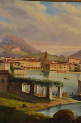 19th Century Italian Vedutist Painter, View From Riva Del Garda - Napoléon III