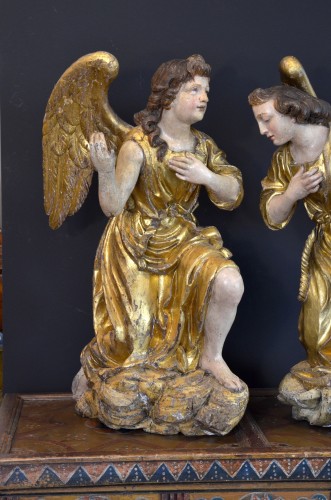 Grands d'anges ailés de la période Baroque, Rome milieu du 17e siècle - Sculpture Style Louis XIII