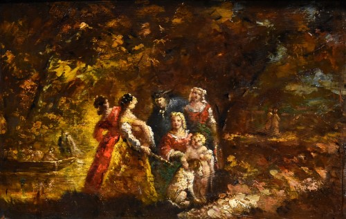 Scène animée dans un jardin, Adolphe Monticelli (1824 - 1886)