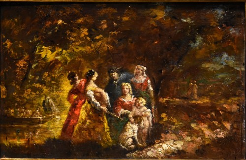 Animated Scene in a Garden, Adolphe Monticelli (1824 - 1886)  - 