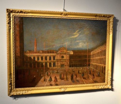 Tableaux et dessins Tableaux XVIIIe siècle - Vue de Venise avec la Piazza di San Marco, école italienne du 18e siècle