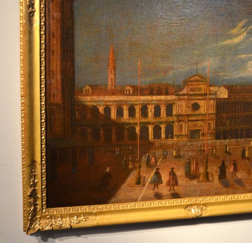 XVIIIe siècle - Vue de Venise avec la Piazza di San Marco, école italienne du 18e siècle