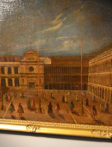 Antiquités - Vue de Venise avec la Piazza di San Marco, école italienne du 18e siècle