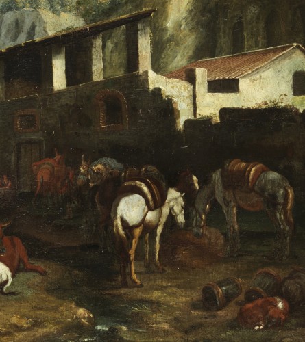 Pieter Van Bloemen (1674-1720), Vue de Rome avec une scène de campagne - Antichità Castelbarco