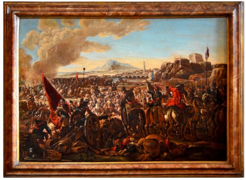 Ilario Mercanti Spolverini (1657 - 1734) , Scène de bataille avec affrontement de cavalerie