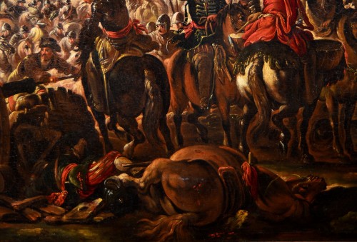 Louis XIV - Ilario Mercanti Spolverini (1657 - 1734) , Scène de bataille avec affrontement de cavalerie
