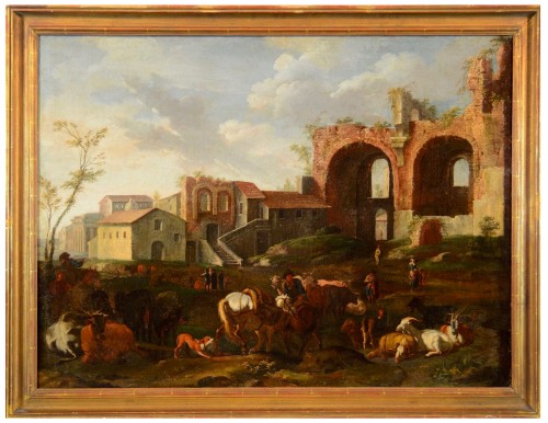 Pieter Van Bloemen (1674-1720), Rome View With A Country Scene 