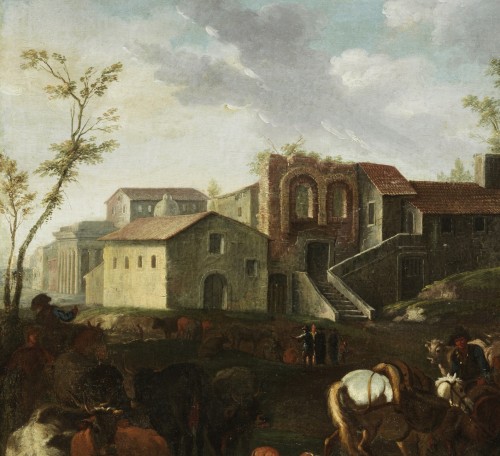 17th century - Pieter Van Bloemen (1674-1720), Rome View With A Country Scene 