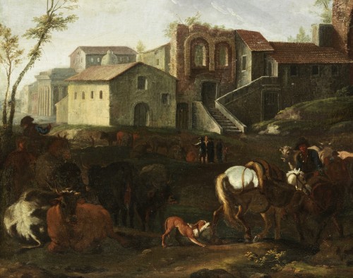 Pieter Van Bloemen (1674-1720), Rome View With A Country Scene  - Louis XIV