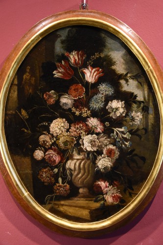 Nature Morte Aux Fleurs, Antonio Gianlisi Le Jeune ( 1677 - 1727) - Tableaux et dessins Style Louis XIV