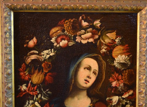 Paintings & Drawings  - Giovanni Stanchi (rome 1608 - 1675) Workshop, Garland Of Flowers With The V